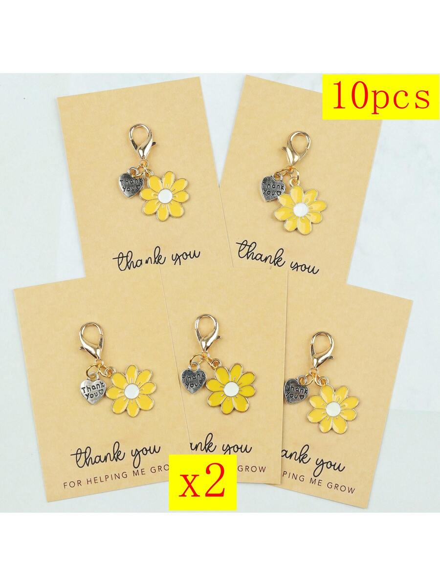 Plant Parent - Enamel Daisy Keychains With Thank You