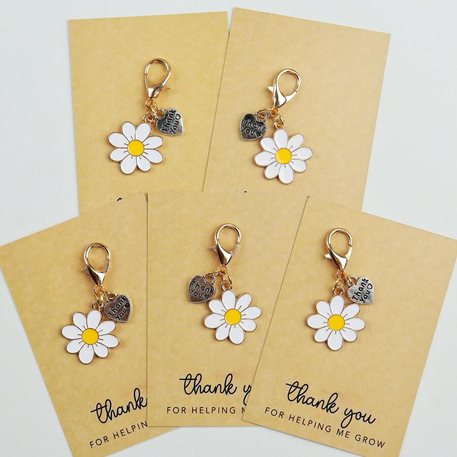 Plant Parent - Enamel Daisy Keychains With Thank You