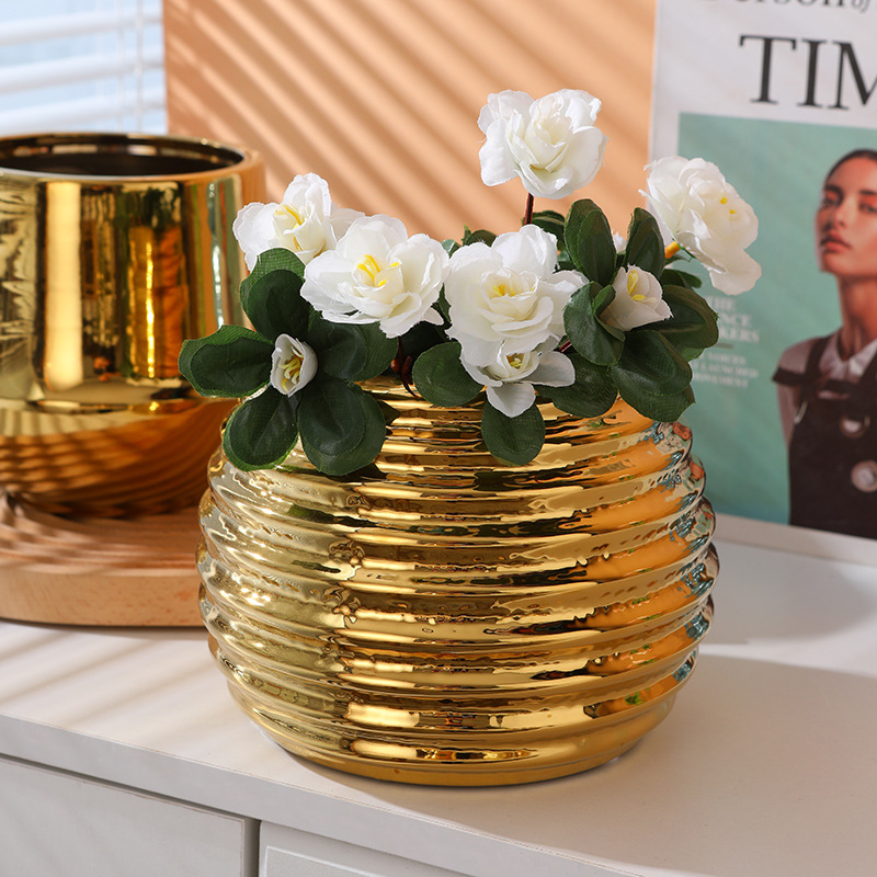 Office gold ceramic flower pot - Plant Parent review and price